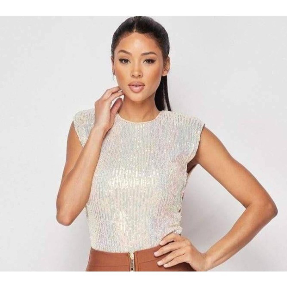 Olivia Sequin Bodysuit-Opal